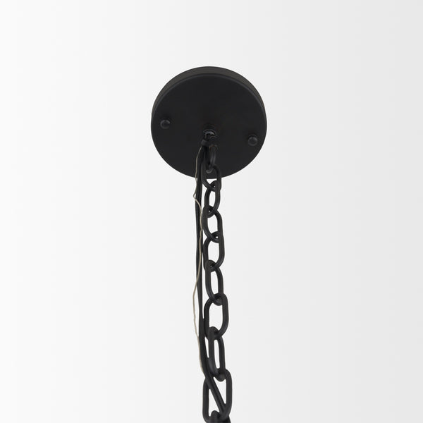 Edie Matte Black Metal w/ Frosted Glass Globes 6-Light Chandelier