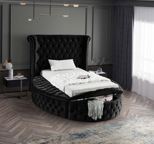 Lorena Twin Bed In Black Velvet