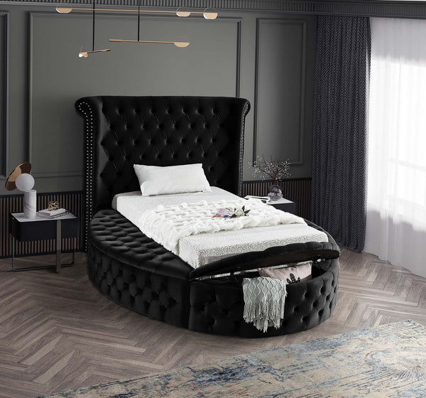 Lorena Twin Bed In Black Velvet