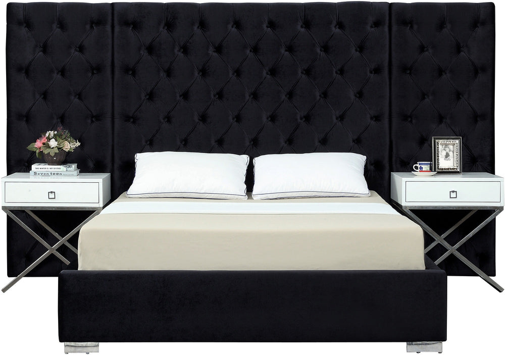 Irene King Bed In Black Velvet