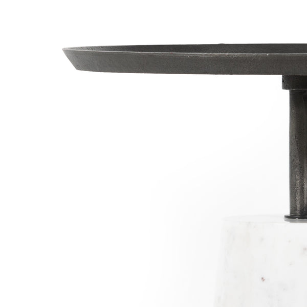 Cronos End Table In Polished White Marble