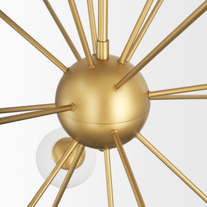 Barbara Brushed Gold Metal w/ Frosted Glass Globes  18-Light Chandelier