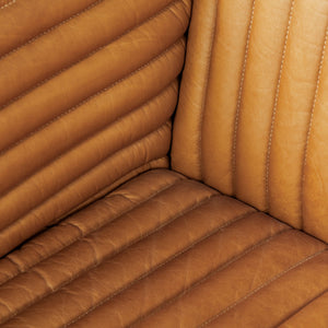 Ricciardo Cognac Leather Three Seater Sofa 82.5L x 38.5W x 26.5H