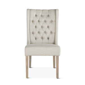 Lara Off-White Linen Dining Chair with Napoleon Legs