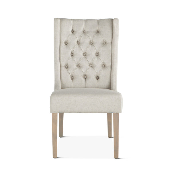 Lara Off-White Linen Dining Chair with Napoleon Legs