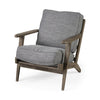 Olympus V Castlerock Grey Fabric Wrapped Brown Wooden Frame Accent Chair