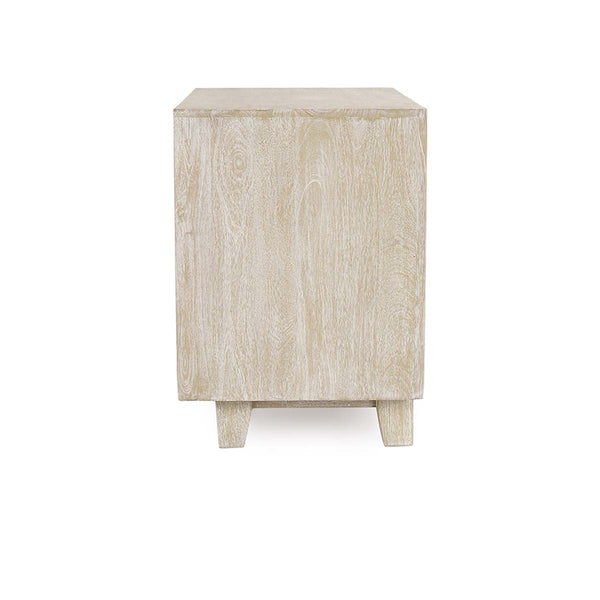Reece Solid Wood Nightstand with Shelf in Seashell White