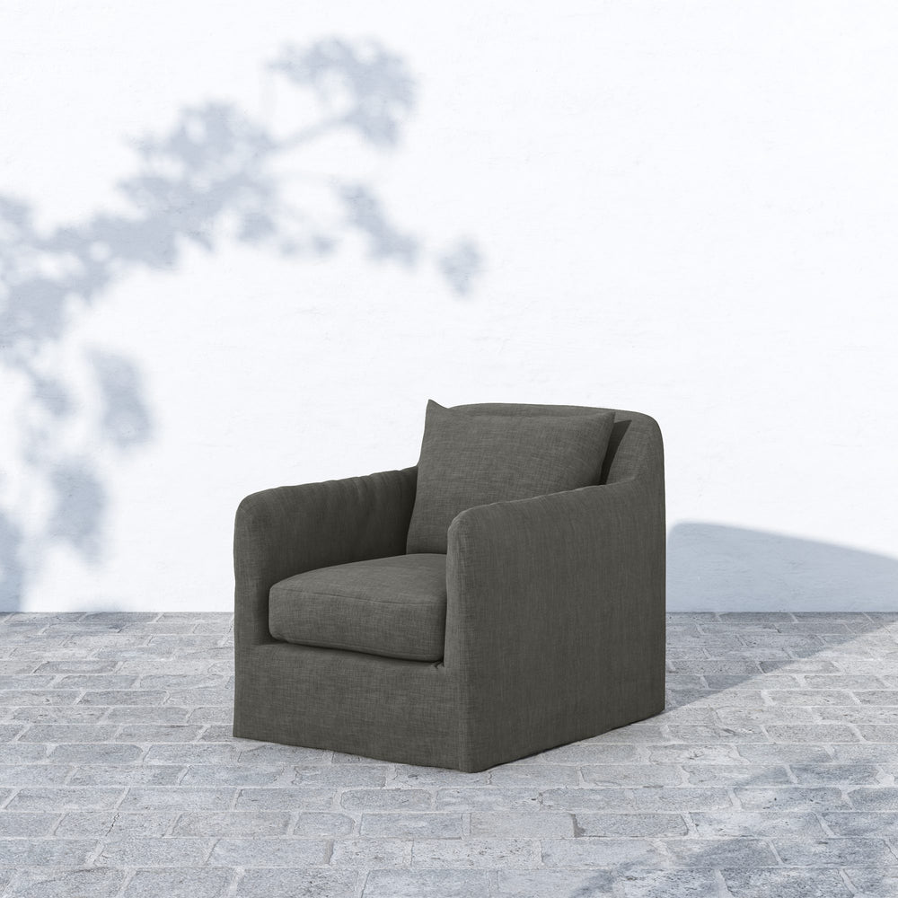 Dade Outdoor Swivel Chair in Charcoal
