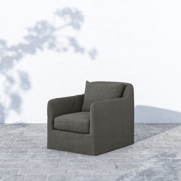 Dade Outdoor Swivel Chair in Charcoal