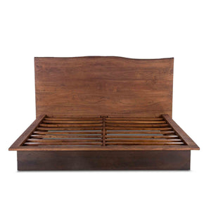 San Marino Acacia Wood Live Edge King Bed with Raw Walnut Finish