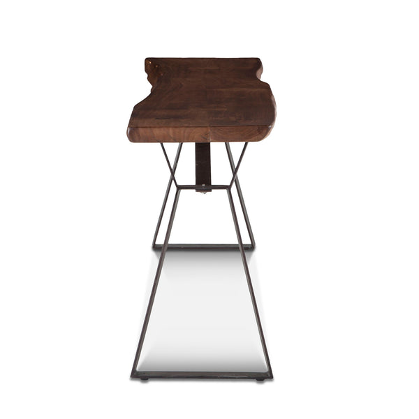 London Loft 68-Inch Acacia Wood Live Edge Console Table in Walnut Finish