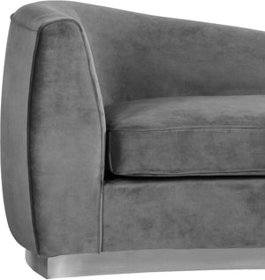 Crystal Chaise In Grey Velvet and Chrome