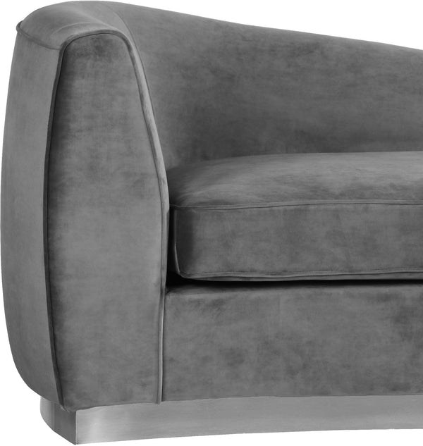 Crystal Chaise In Grey Velvet and Chrome