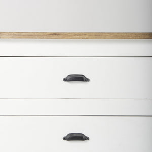 Bourchier 75x21 White/Black Solid Wood Frame Brown Top 4 Drawer 2 Glass Cabinet Buffet