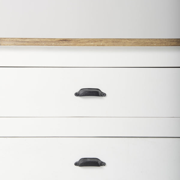 Bourchier 75x21 White/Black Solid Wood Frame Brown Top 4 Drawer 2 Glass Cabinet Buffet