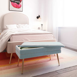 Ziva Sea Blue Velvet Storage Bench