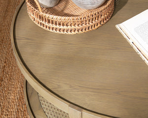 Devin Solid Wood Round Coffee Table - Khaki Mist