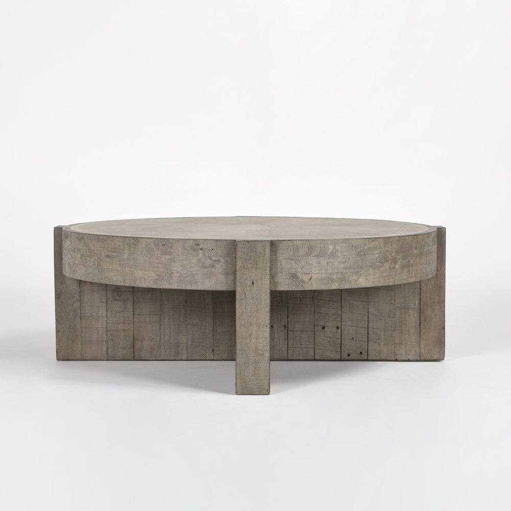 Sonoma Solid Wood Round Coffee Table - Antique White/Distressed Gray