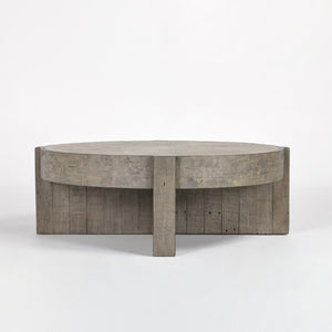 Sonoma Solid Wood Round Coffee Table - Antique White/Distressed Gray