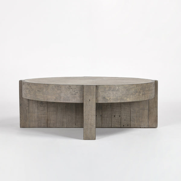 Sonoma Solid Wood Round Coffee Table - Antique White/Distressed Gray