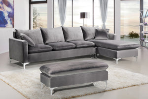Lucy 2pc. Reversible Sectional In Grey Velvet