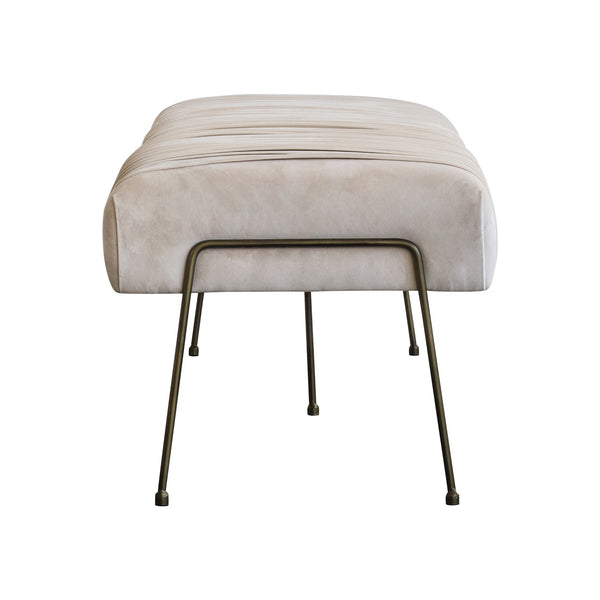 Merritt Velvet Fabric Pleated Bench In Dulce Sand