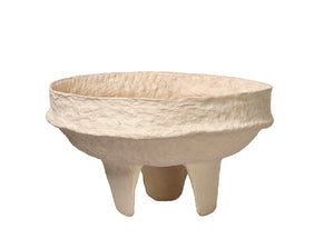Field Cotton Mache Low Decorative Bowl, Cream