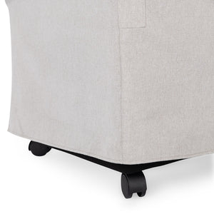 Warwick Upholstered Rolling Dining Chair in Stone Beige