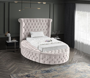 Lorena Twin Bed In Cream Velvet