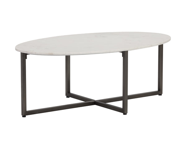 Kiara Coffee Table - Gunmetal - White Marble