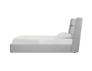 Cove Storage Queen Bed in heather grey chenille fabric