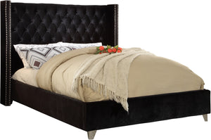 Isabel King Bed In Black Velvet