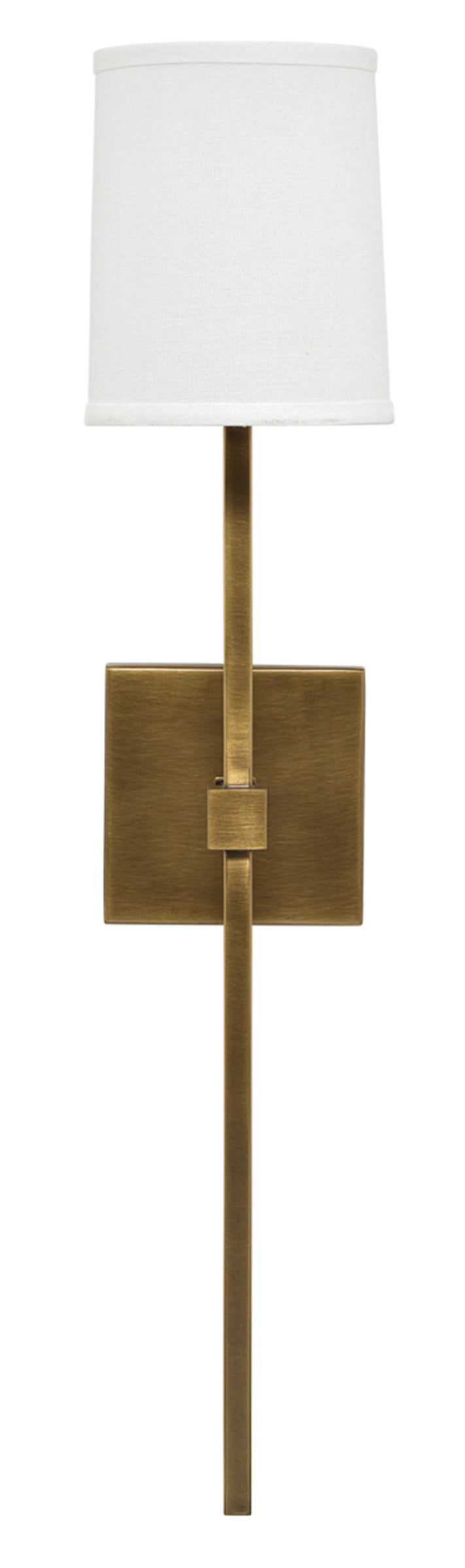 Minerva Wall Sconce, Antique Brass With White Linen Shade