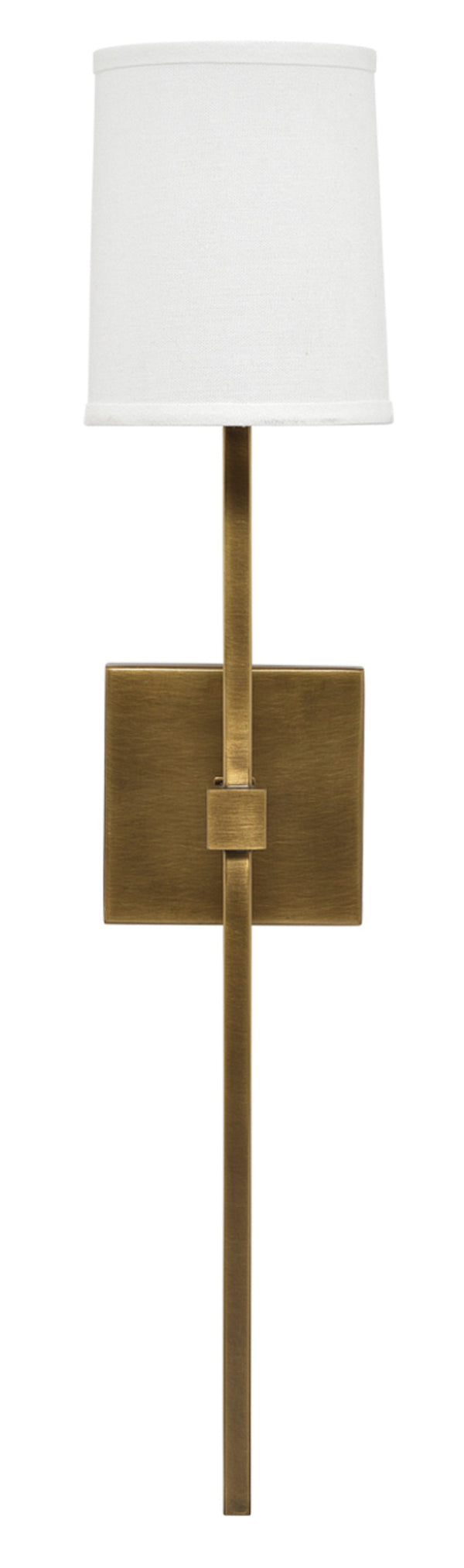Minerva Wall Sconce, Antique Brass With White Linen Shade