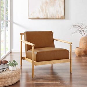 Arnold Faux Leather Accent Arm Chair, Casa Caramel