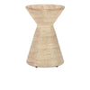 Fern Outdoor Round Accent Table, Travertine Beige