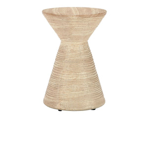 Fern Outdoor Round Accent Table, Travertine Beige