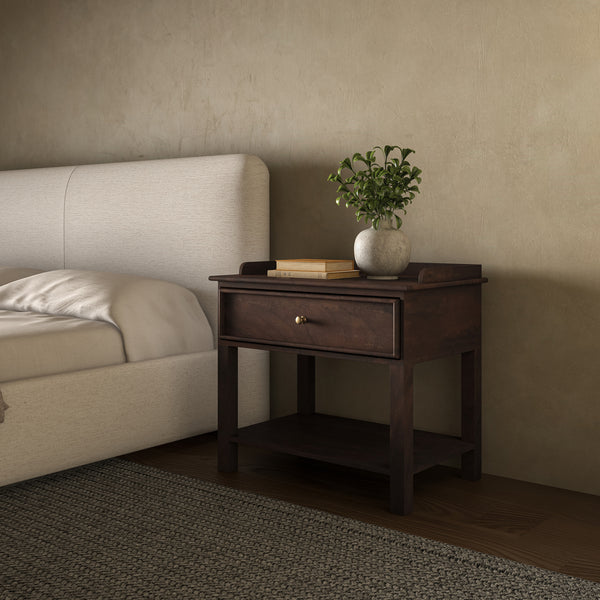 Maeve Nightstand in Dark Brown Mango Wood