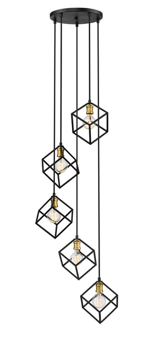 Vertical 5 Light Pendant in Bronze + Olde Brass Finish