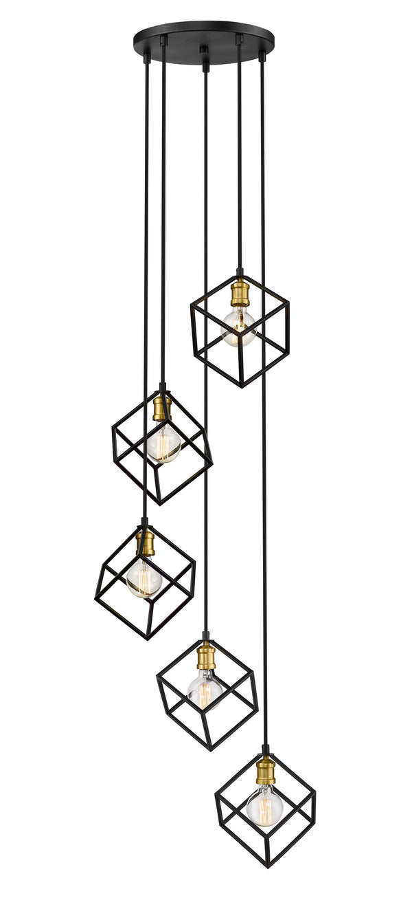 Vertical 5 Light Pendant in Bronze + Olde Brass Finish