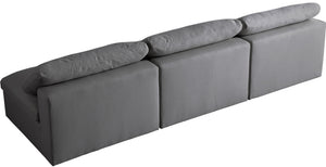 Carmen Cloud Modular Armless Sofa In Grey Linen Fabric