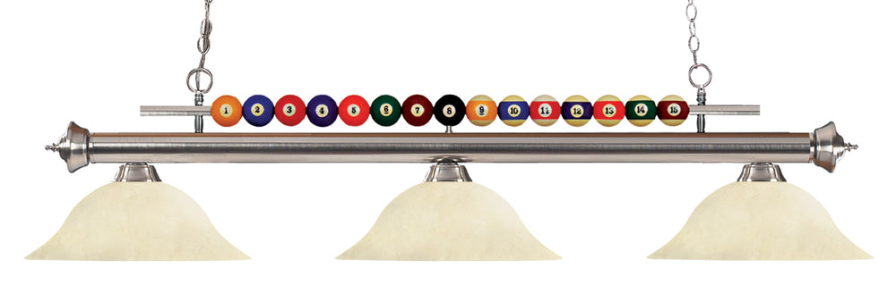 Shark 3 Light Billiard Light in Brushed Nickel Finish