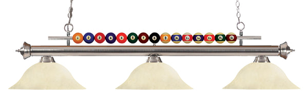 Shark 3 Light Billiard Light in Brushed Nickel Finish