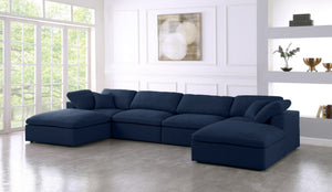 Carmen Cloud Modular Sectional In Navy Linen Fabric