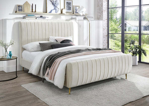Marcos Full Bed In Cream Velvet