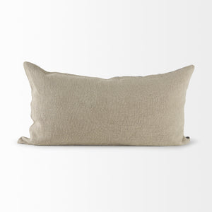 Isolde 14L x 26W Beige and Black Fabric Color Blocked Decorative Pillow Cover