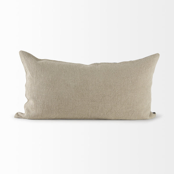 Isolde 14L x 26W Beige and Black Fabric Color Blocked Decorative Pillow Cover