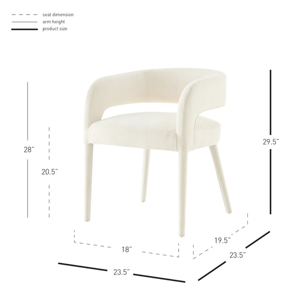 Lauryn Velvet Dining Side Chair, Dainty Cream
