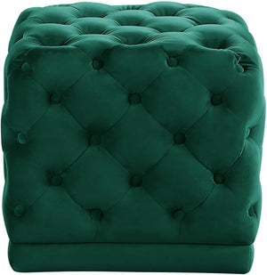 Robyn Ottoman/Stool In Green Velvet