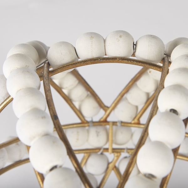Espanlade I Small 9L x 9W White Wooden Beaded Orb